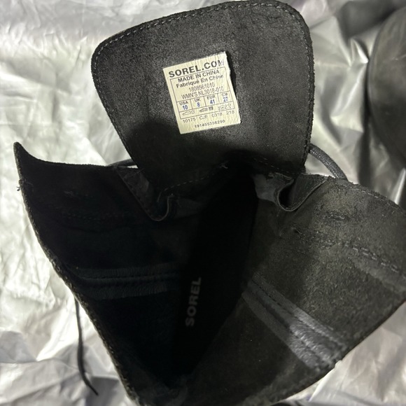 Sorel Joan Of Arctic Wedge II Black Leather Lace Up Boot Women's Size 10 - Picture 9 of 9